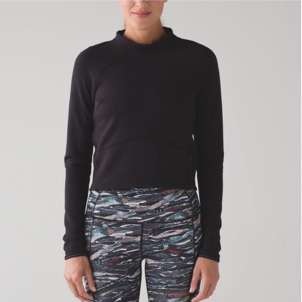 Lululemon 🍋 Cropped Ling Sleeve Hill and Valley Mock Neck Size 10